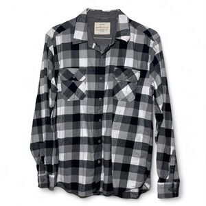 Weatherproof Vintage Men Flannel Shirt/Black&White/Large/Plaid/Great Condition